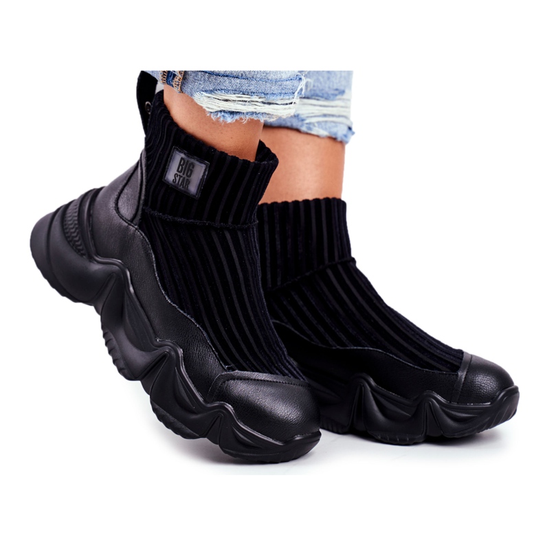 Kvinnors höga sportskor Big Star Black GG274607 svart