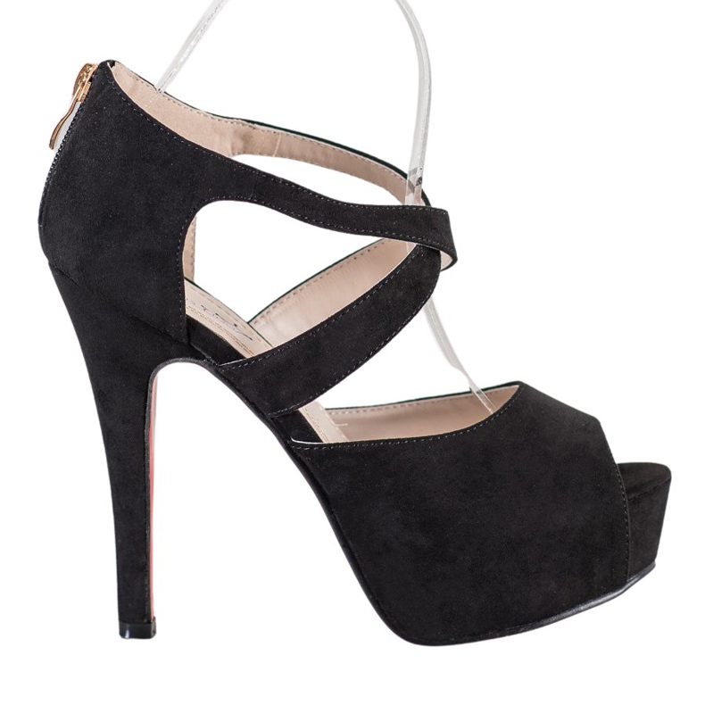 Queentina Öppna tåpumpar på plattformen svart