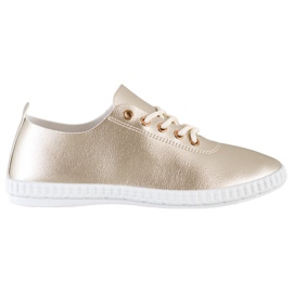 SHELOVET Gyllene sneakers med ekoläder