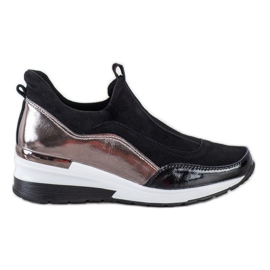 VINCEZA Slip-On-läderskor svart