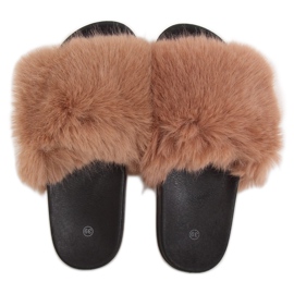 Tofflor med kamelpäls CK107P Camel brun