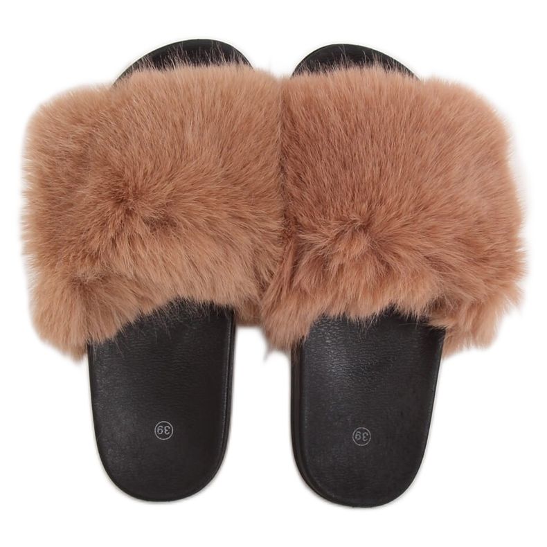 Tofflor med kamelpäls CK107P Camel brun