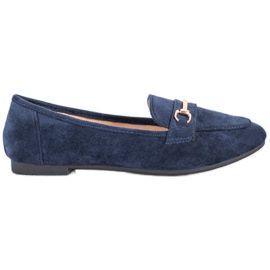 Anesia Paris Eleganta loafers i mocka marinblå blå