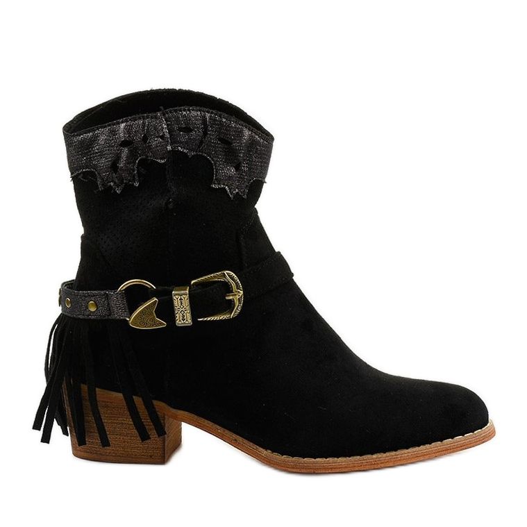 Svarta stövletter i mocka med en generationsstjärna