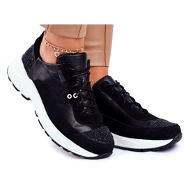 Kvinnors sportskor Sneakers Maciejka Läder 04845-01 svart