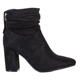 SHELOVET Högklackade stövlar i mocka svart