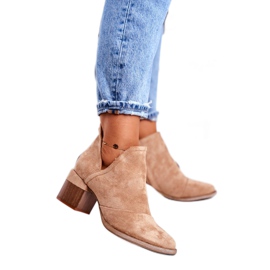 Kvinnors stövlar på hälklackad kaki mini meliori beige