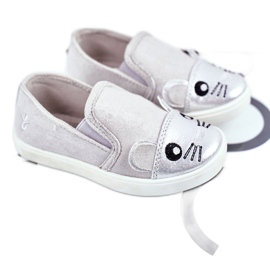 Sabana Barns sneakers Slip-on med mus ljusgrå godis