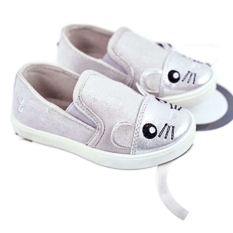 Sabana Barns sneakers Slip-on med mus ljusgrå godis