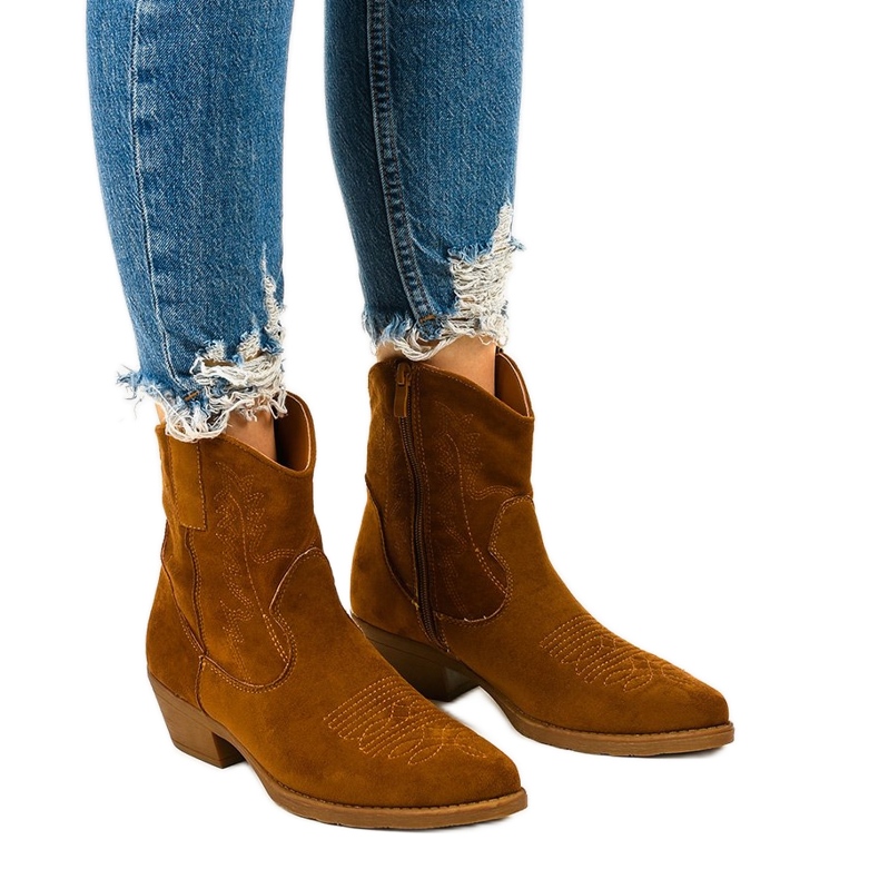 Kainella brun cowboystövlar i mocka