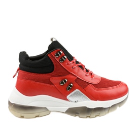 Röda fashionabla sportskor av Donatella i ekoläder svart