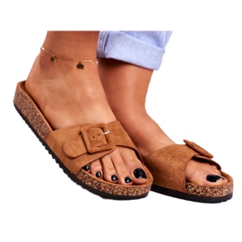 BUGO Kvinnors bruna tofflor Spänne Justerbar Rosaline