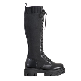 Seastar Höga arbetare stövlar på plattformen svart