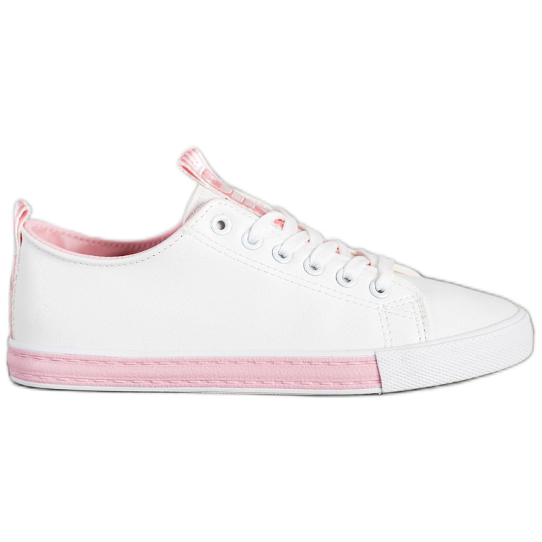 SHELOVET Eco Leather Sneakers vit rosa