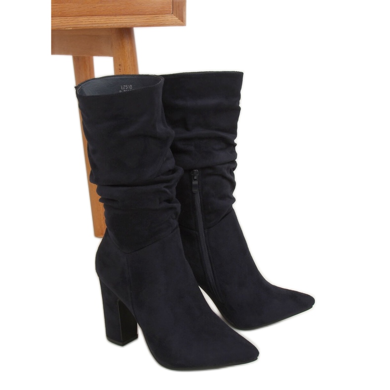 Marinblå höga stövlar D7510 D.BLUE