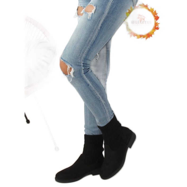 Stövlar med en tröja överdel svart E2100 Svart