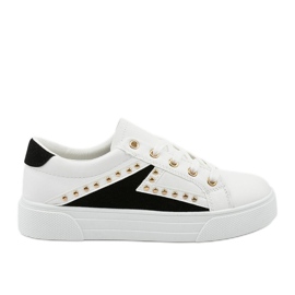 Vita klassiska sneakers med strass A88-69 svart