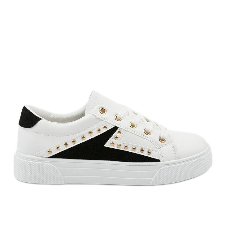 Vita klassiska sneakers med strass A88-69 svart