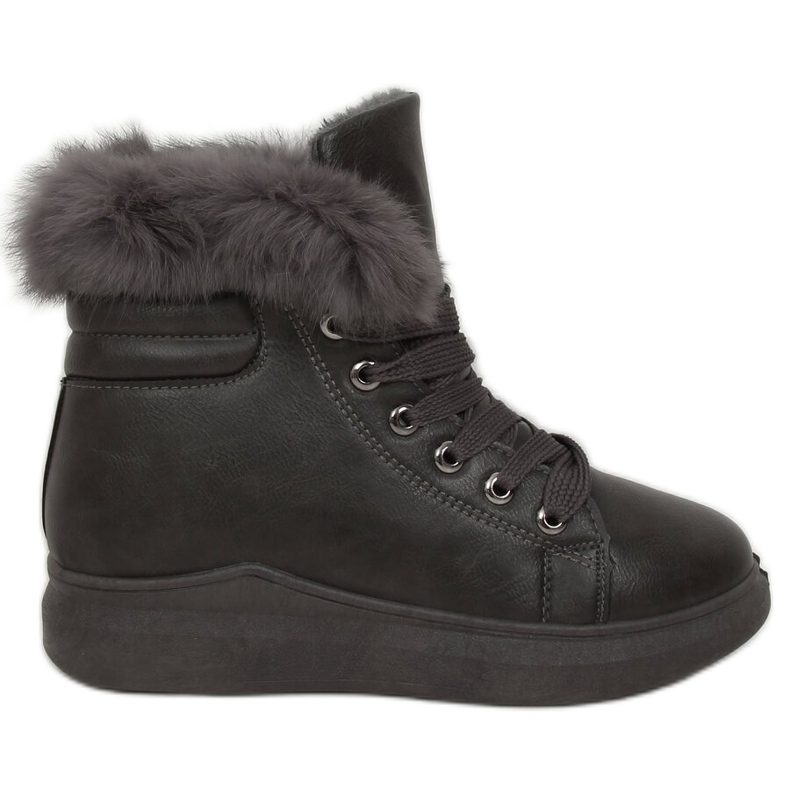 Grå stövlar med päls A07 Grå