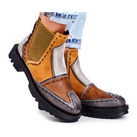 Läder Jodhpur stövlar dam Maciejka Yellow 04634