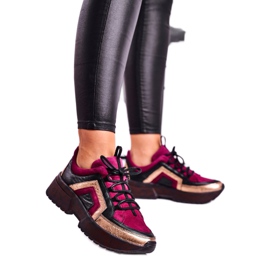 Kvinnors Brogues Sneakers Maciejka Leather Burgundy 04731-23 röd mångfärgad