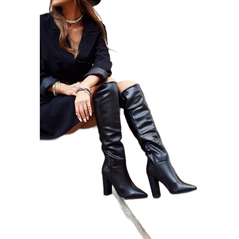 SEA Kvinnors stövlar på hälen varm svart Vellma