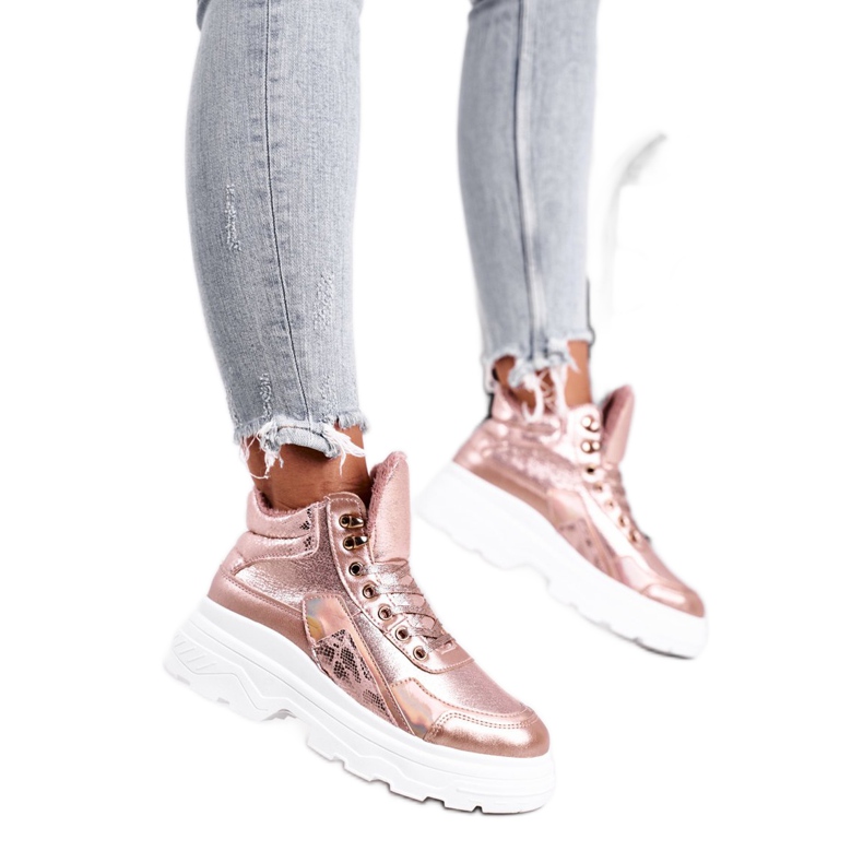 PS1 Kvinnors sportskor Warmed Pink Golden Davan rosa gyllene