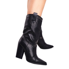 PS1 Kvinnors stövlar på hälen varma cowboystövlar svart Aten