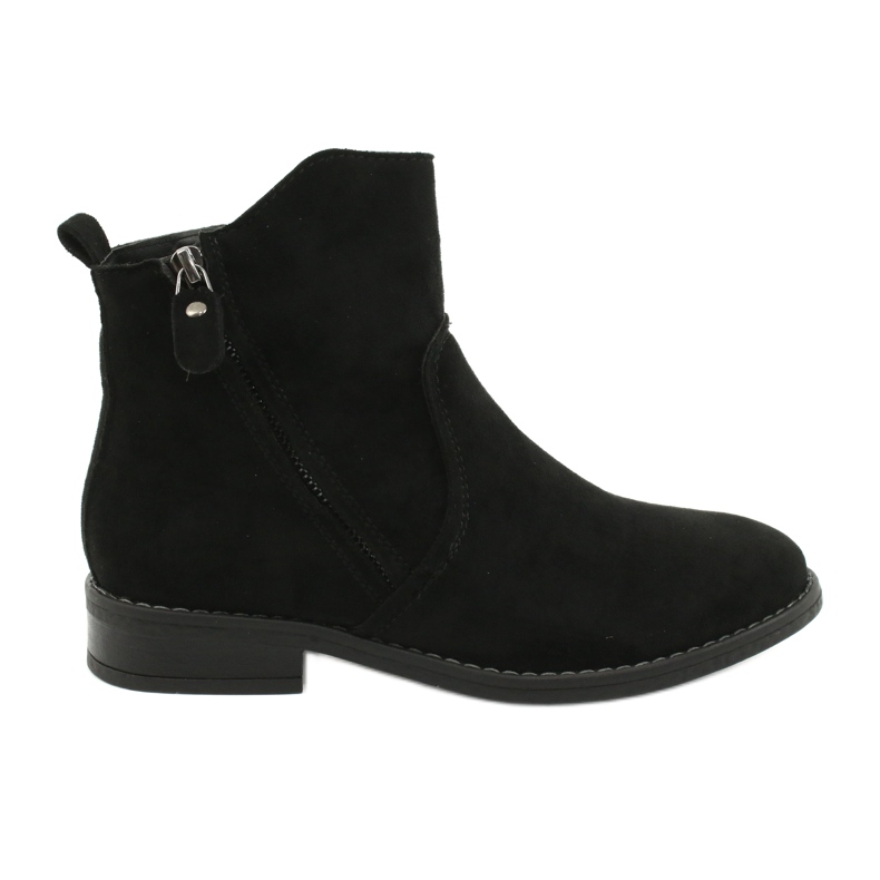 Evento Svarta stövletter i mocka med dragkedjor