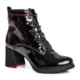 S.Barski Kvinnors stövlar på klack lackerad svart gör det bättre