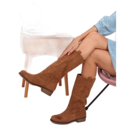 Stövlar med rak kam ST-19P kamelöverdel brun