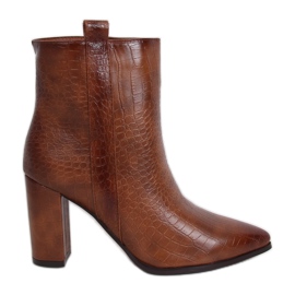 Högklackade stövlar, brun ormskinn RB54 Camel