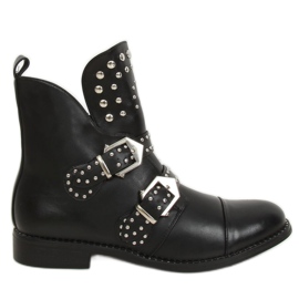 Svarta stövlar med dubbar svart A2300 Svart