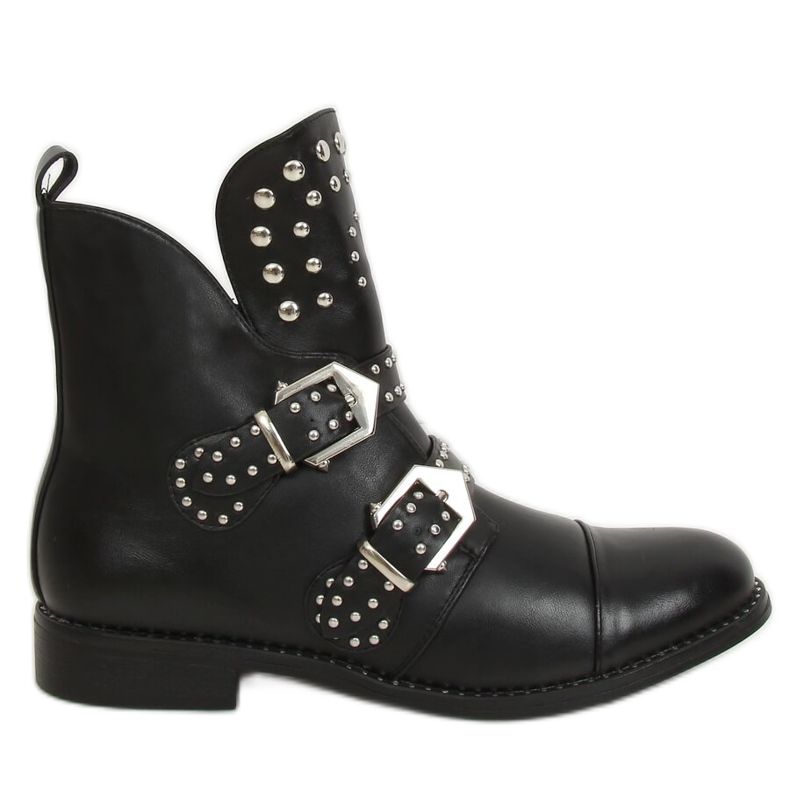 Svarta stövlar med dubbar svart A2300 Svart