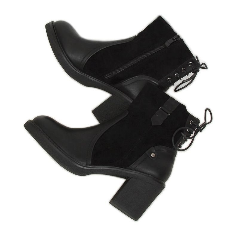 Svarta stövlar med breda klackar H8116 Svart