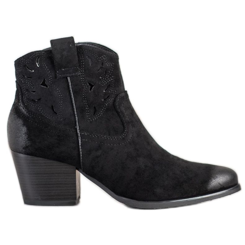 VINCEZA öppnade cowboystövlar svart