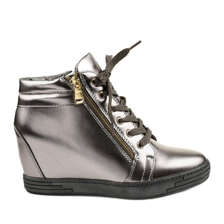 Grå sneakers med guld Aqiava dragkedja