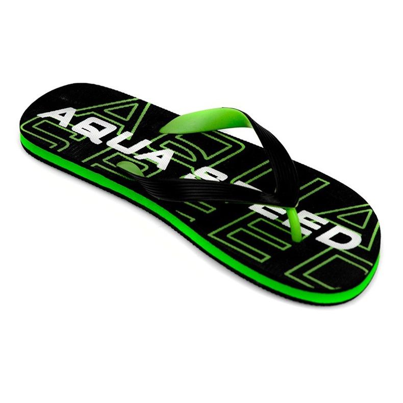 Aqua-Speed ​​Rhodes svart och gröna herr tofflor kol.38