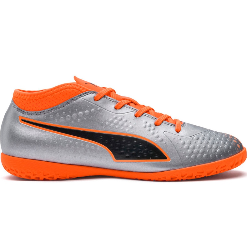 Puma One 4 Syn It Junior fotbollsskor grå-orange 104783 01 mångfärgad silver-