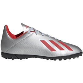 Fotbollsskor adidas X 19.4 Tf Jr silver F35348 röd silver-