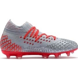 Fotbollsskor Puma Future 4.1 Netfit Fg Ag Jr silver-röd 105692 01 grå