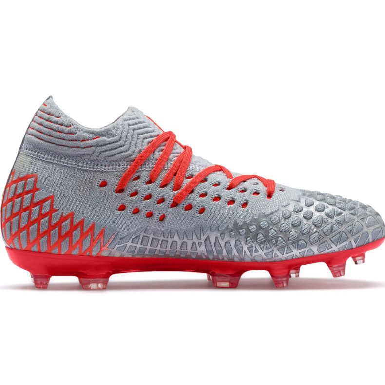 Fotbollsskor Puma Future 4.1 Netfit Fg Ag Jr silver-röd 105692 01 grå