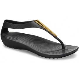 Crocs damsandaler Serena Metallic Bar Fp W svart och guld 206420 751 gyllene