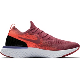 Nike Epic React Flyknit löparskor dam vinrött-orange-svart AQ0070 601 röd violett mångfärgad
