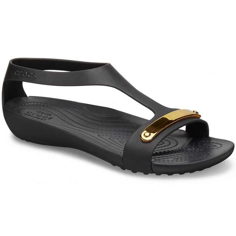 Crocs damsandaler Serena Metallic Bar Sdl W svartguld 206421 751