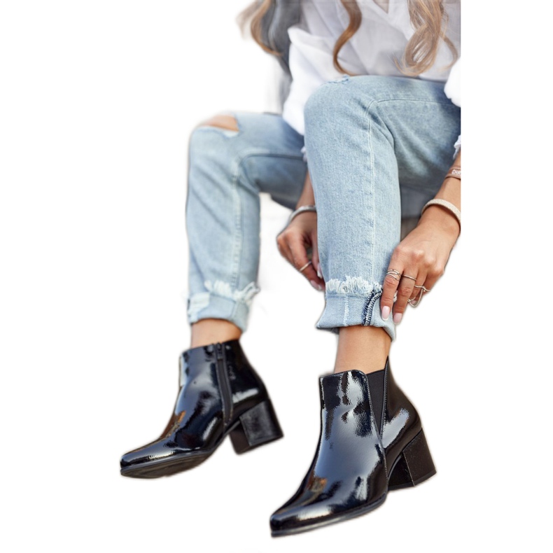 Dam Stövlar Sergio Leone Lackade Chelsea Stövlar Svart BT621