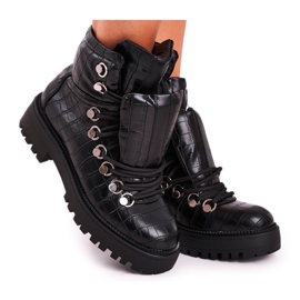 BUGO Platta stövlar för kvinnor med tunga Svart Passa