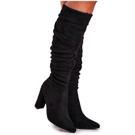 SEA Kvinnors stövlar på klack Mocka Svart Cromes