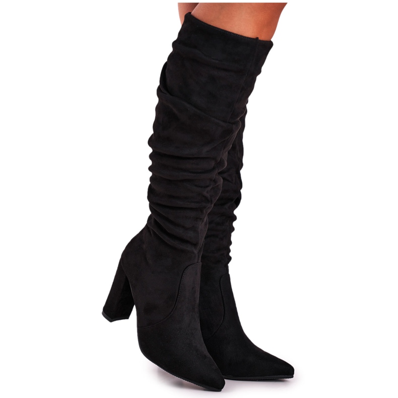 PS1 Dam stövlar på hälen mocka svarta kromer