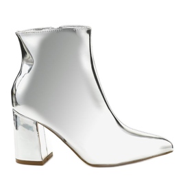 Silver stövlar på stolpen SY50P Silver dragkedja silver-